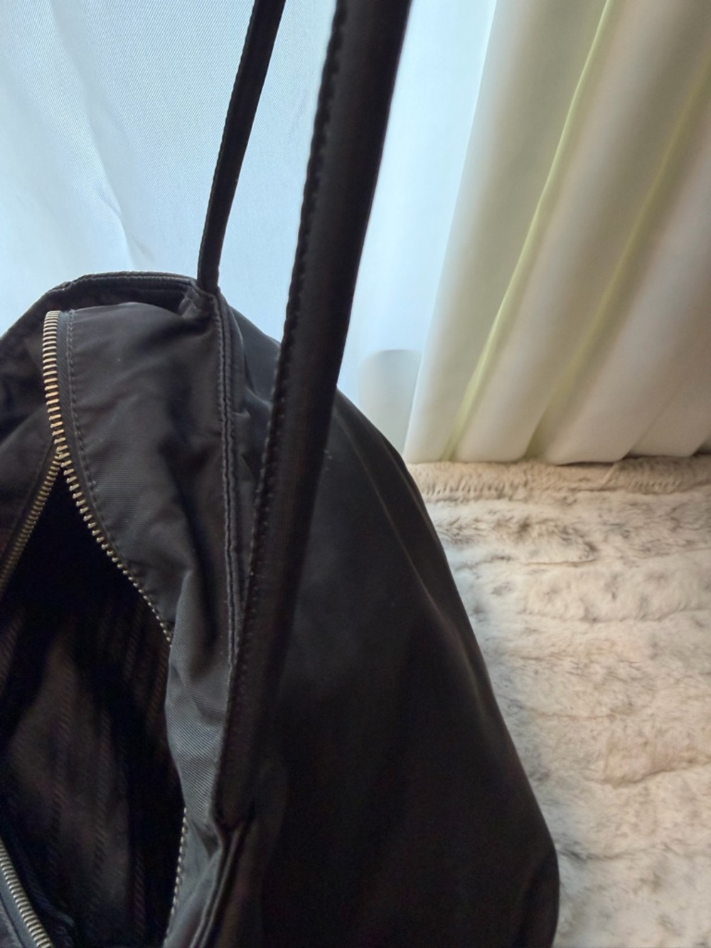 Prada Black Nylon Tote with Leather Trim - Picture 14 of 15